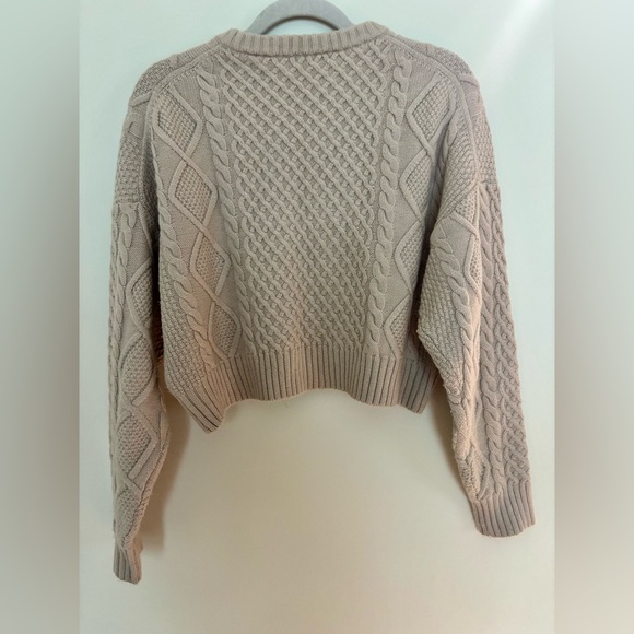 Aritzia - Sunday Best - Peggy Cropped Cozy Cable Knit Sweater - Tan - Picture 4 of 4
